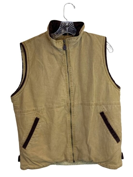 Wrangler Hero Other - Wrangler Hero Sherpa Lined Canvas Vest Men's M Full Zip Tan Corduroy Trim